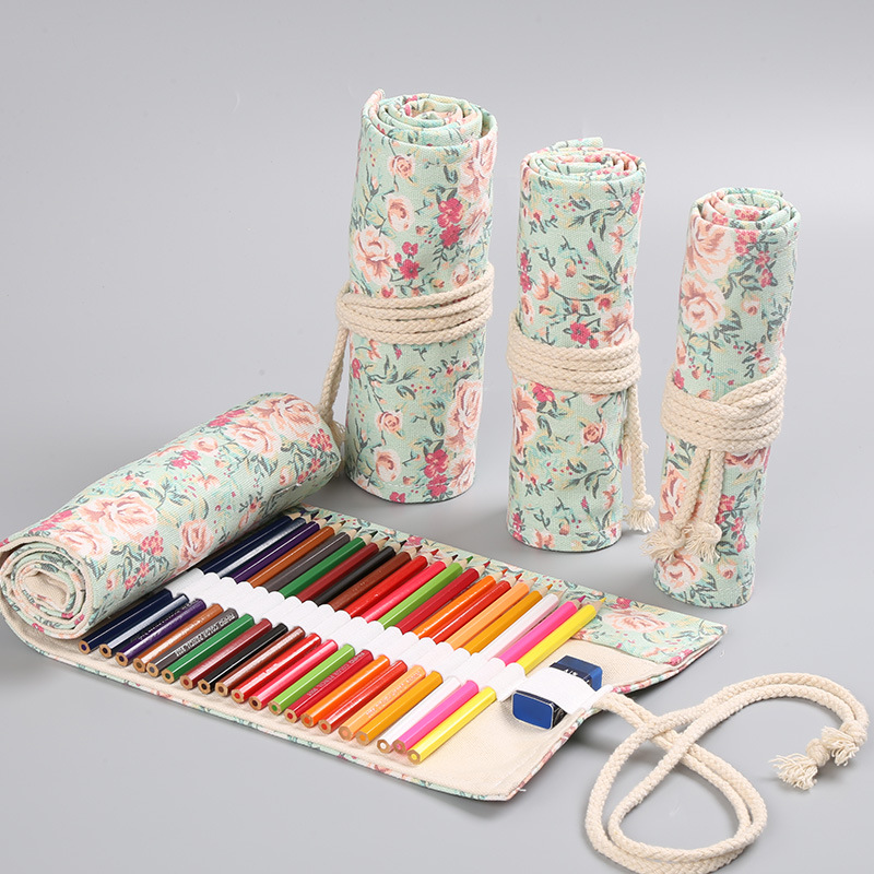 Stationery Supplier - 12/24/36/48/72 Holes Floral Canvas Roll Up