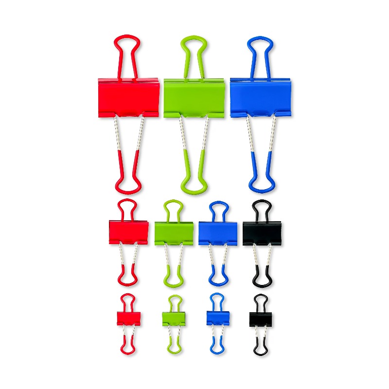 Binder Clip Assorted - Grip Binder Clips, Assorted Colors and