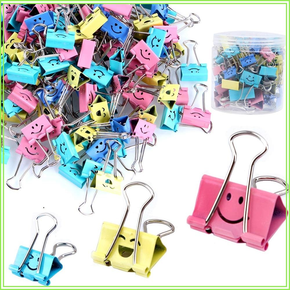 Binder Clip Assorted - 80Pcs Assorted Binder Clips, Cute Smiling