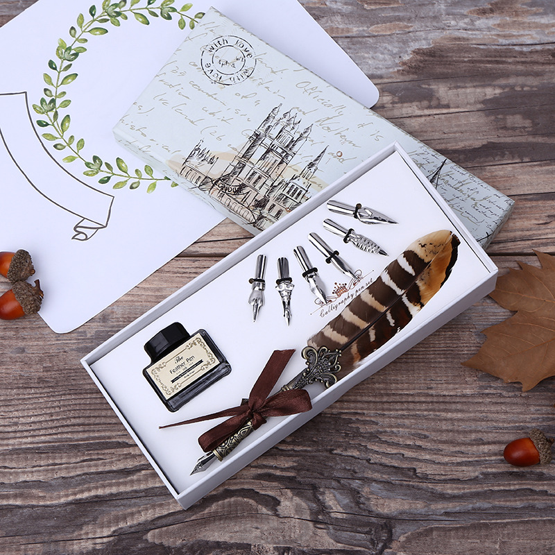 Stationery Supplier - Retro Feather Dip Pen Writing Ink