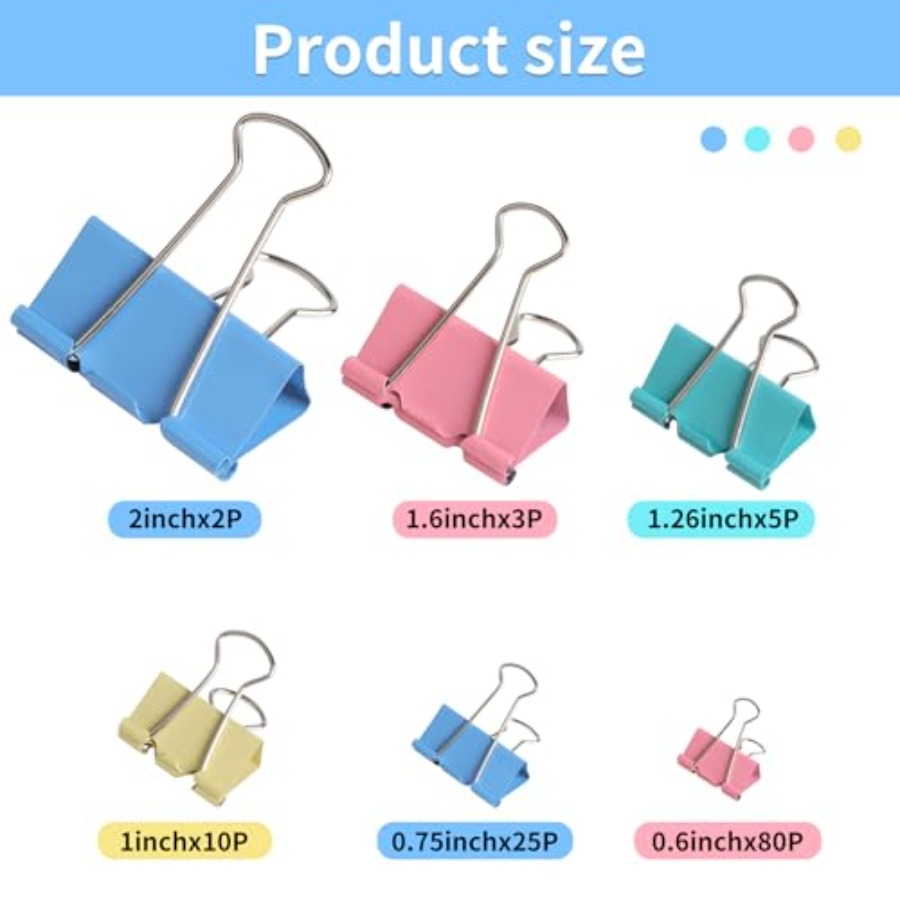 125Pcs Binder Clips Colored, B - đánh giá và giá Binder Clip Assorted